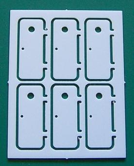 1 Platine Türen 9x3,5 mm mit Bullauge, Ecken leicht gerundet, M 1:200 