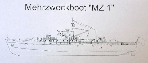 Mehrzweckboot „MZ 1“, M 1:100 